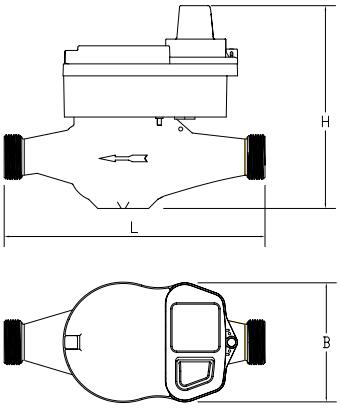 Lora無線遠(yuǎn)傳水表外形尺寸圖